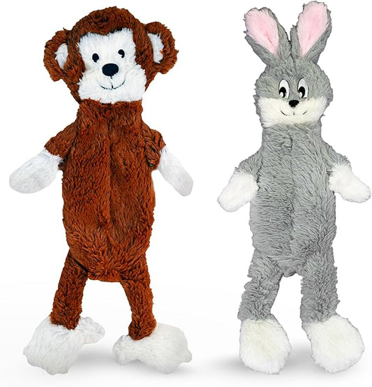 FGA MARKETPLACE Monkey-Grey Rabbit Flat NO Stuffing NO Squeak Plush Dog Toy, Funny Style Will Entertain Your Dog for Hours, Recommended for Small and Medium Dog 21 INCH Long