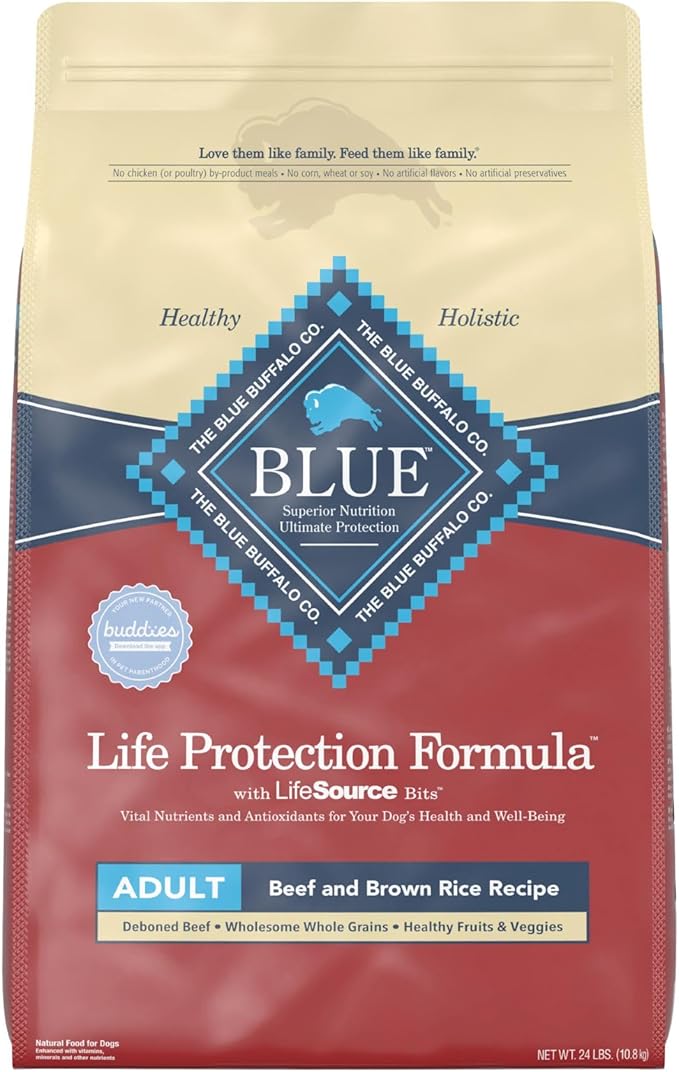 Blue Buffalo Blue Life Protection Formula Natural Adult Beef and Brown Rice Dry Dog Food, 24 lbs.