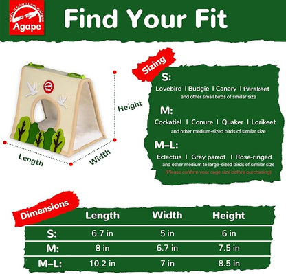 Agape Bird Nest for Bird Cages, Warm Plush Bed for Small, Medium & Large Parrots, Hanging Hammock for Parakeet, Budgie, Cockatiel, Lovebird, Conure, Bird Cage Accessories