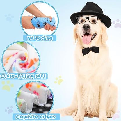 Eccliy 20 Pcs Puppy Blanket Pet Soft Fleece Dog Blankets Warm Felt Throw Sleep Mat Bed Covers for Doggie Puppy Pet Dogs Cat, 20 Styles(39 x 35 Inch,Paw)