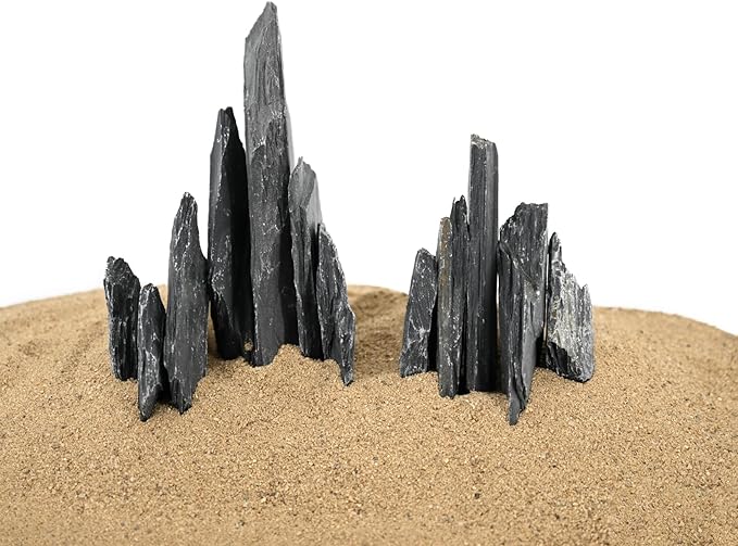 Natural Slate Stone Rocks 2 to 4 inch Aquariums Stone for Aquascaping,Terrariums,Reptile Enclosures,Paludariums, and Gardens-5lb