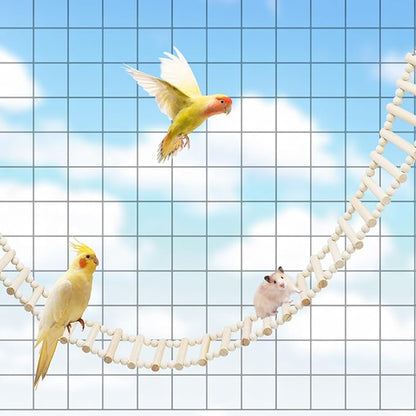 Rat Ladder Bridge Toy, Rat Climbing Toys, Natural Wooden Hamster Ladder Bridge Toy, Cage Accessories for Bird Parrot Cockatiel Sugar Gliders - 54 Steps - 74.6 x 3.14 Inch