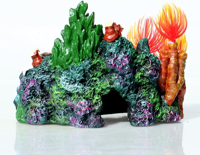 Fish Tank Decoration - Coral Aquarium Decoration Simulation - Fighting Fish Dodge Cave Betalie Fish Colorful Coral Mountain (Small)