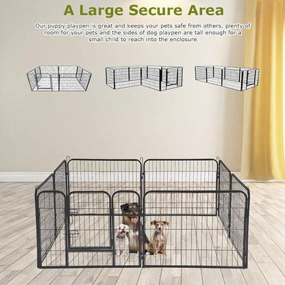 FDW "Pet Playpen 8 Panel 24â€32â€40â€ inch Indoor & Outdoor Folding Metal Exercise Pen & Pet Playpen Puppy Cat Exercise Fence Barrier Playpen Kennel (24"", Hammigrid)