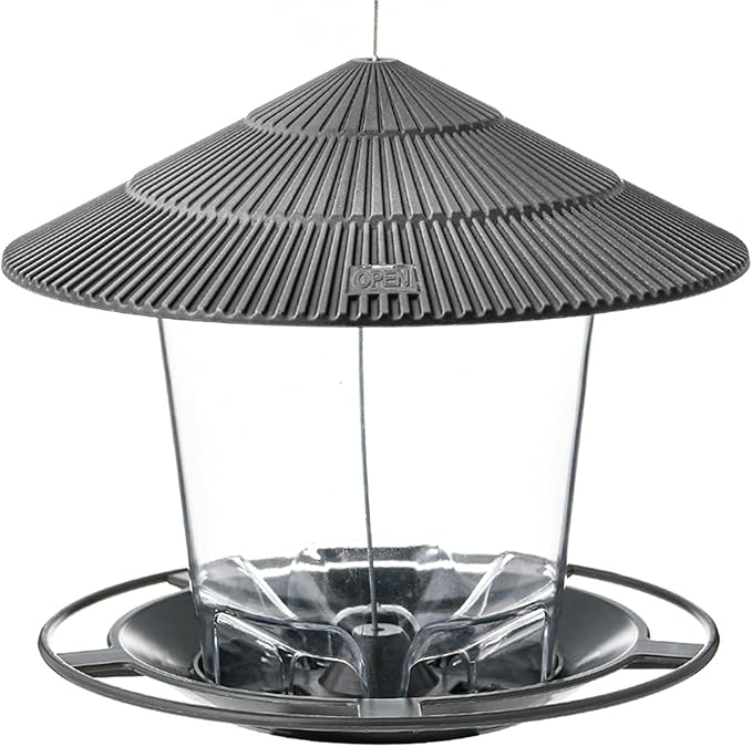 Bird Feeder Outdoor Hanging for Wild Bird Seed, Grey