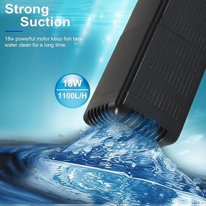 Internal Fish Tank Filter with 4-Stage Biochemical Sponge Filtration, 18W Adjustable Water Flow Submersible Aquarium Filter Pump for 40 ~ 80 Gal Freshwater or 35 ~ 50 Gal Saltwater, TC-2000C(290GPH)
