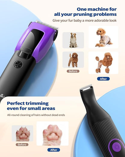 3 in 1 Dog Grooming Kit for Heavy Thick Hair&Coats, Low Noise Dog Clippers for Grooming, Rechargeable Cordless Pet Shaver with Storage Box, Dog Paw Trimmer for Small and Large Dogs Cats