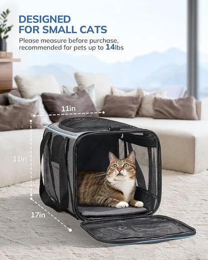 Morpilot Cat and Dog Carrier with Detachable Wheels - Airline Approved Rolling Carrier for Small Pets and Cats - Foldable Pet Travel Bag