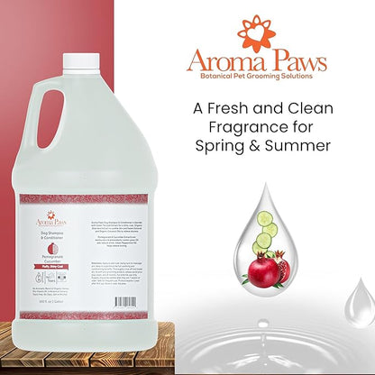 Dog Shampoo and Conditioner - Aromatic Tearless Shampoo for Cleansing, Grooming, and Conditioning - Moisturizing Anti Itch Shampoo for Dogs and Puppies - Pomegranate Cucumber, 1 Gallon