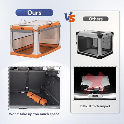 A4Pet Portable Dog Crate, Soft Dog Crate - 40 Inch Adjustable Stainless Steel Frame, Lightweight, Durable and Collapsible Crate with 3-Door, Foldable Dog Kennel