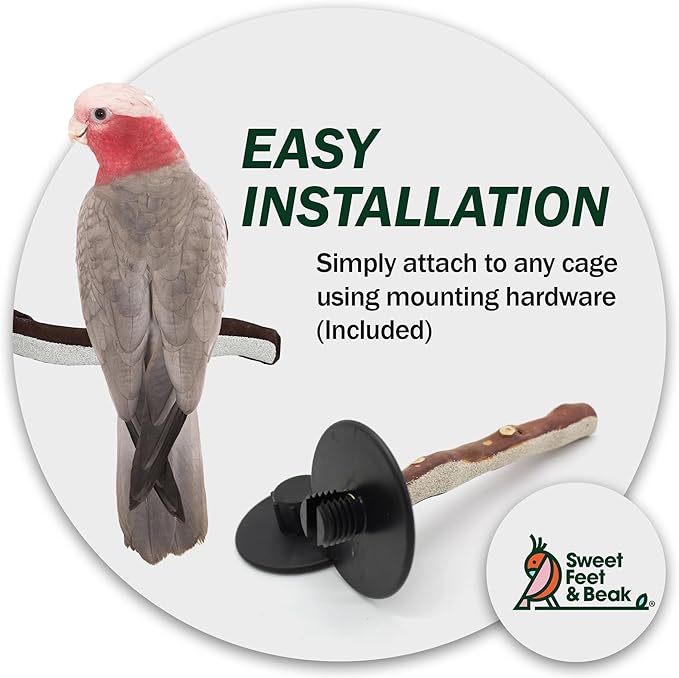 Sweet Feet and Beak Superoost Manzanita Pumice Pedicure Perch- Easy to Install Bird Cage Accessories for Healthy Feet, Nails and Beak - Natural Bird Perches Imitates Birds' Life in The Wild - L 12"