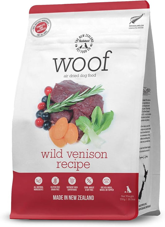 WOOF Air Dried Dog Bites -Venison Recipe Air Dried Dog Food,High Protein Venison Dog Food, Healthy Dog Food,26.5oz