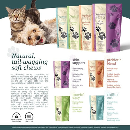 Sunmed Movin' Easy Hemp Pet Chews for Joint Health & Mobility  Omega-3, Green Lipped Mussels, 5mg Hemp Extract  Supports Flexibility & Comfort | Beef Liver & Sweet Potato, 40 Count