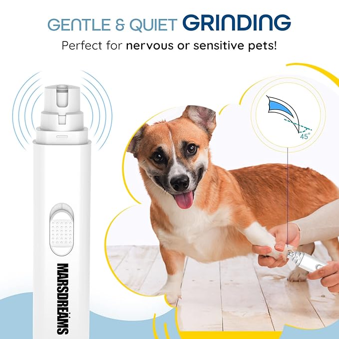 Dog Nail Trimmers, Usable as Cat Nail Clippers, Dog Nail Grinder, Easy and Safe Silent Dog Nail Grinder with Rechargeable Battery, Suitable for Small, Medium, and Large Dogs