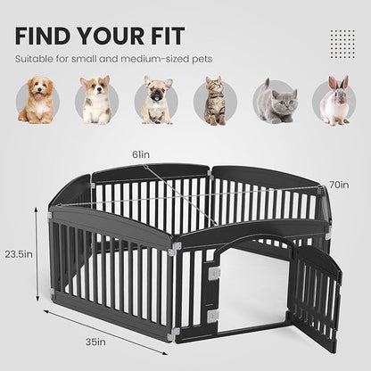 Dog Playpen 6-Panel 24" | Safe & Secure Indoor/Outdoor Pet Fence | Folding & Portable | 35 x 35 x 24IN, Ideal for Small to Medium Dogs | Easy to Clean ï¼_lackï¼