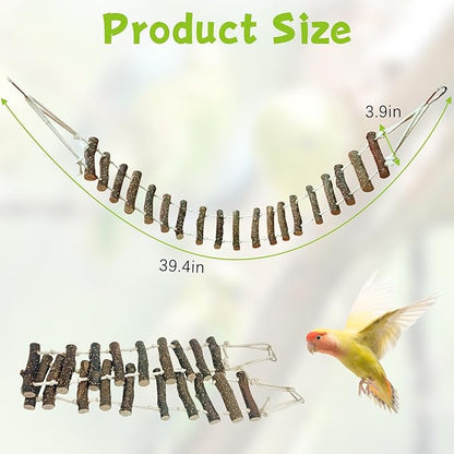 BNOSDM Wooden Bird Ladders Parrot Bridge Rope Ladder Bird Toy Pet Climbing Ladder Parakeet Cage Accessories Suit for Budgie, Lovebird, Conure, Cockatoo, Finch