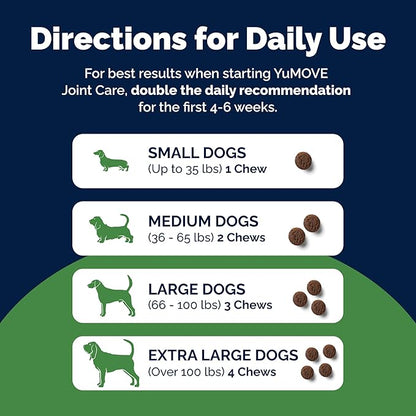 YuMOVE Hip & Joint Supplement for Dogs with Glucosamine, Hyaluronic Acid, Green Lipped Mussel & Omega 3 Joint Supplement - Regular or Advanced Strength (90ct, Advanced Vet Strength Soft Chews)