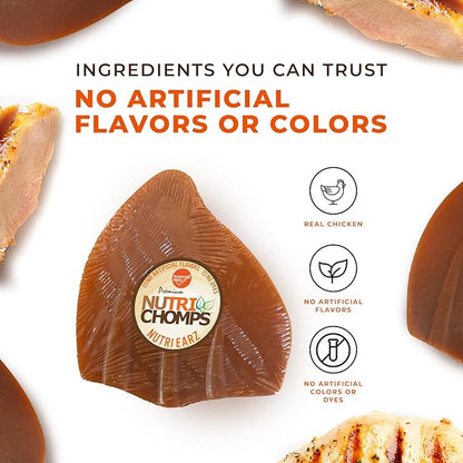 NutriChomps Nutri Ears-Easy to Digest, Rawhide-Free Dog Treats, Bundle of 10, Real Chicken Flavor, Brown (NT082V-10)