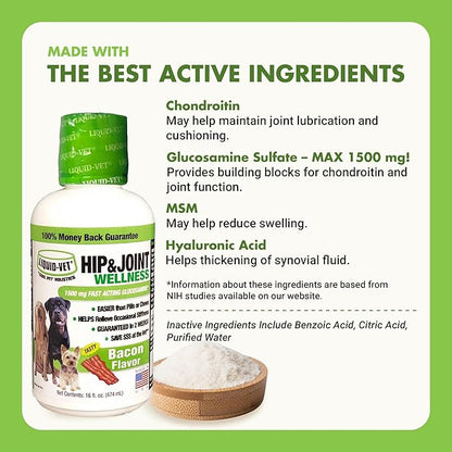 LIQUID-VET K9 Hip & Joint Formula, Bacon Flavor, 16oz