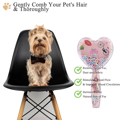 Small Dog Brush, Soft Dog Grooming Brush for Shih Tzus, Yorkies, Maltipoos, Maltese, Love Shape Puppy Massaging Pet Hair Brush, Cat Brush, for Small Dogs Cats of All Hair Types (Rose Pink)