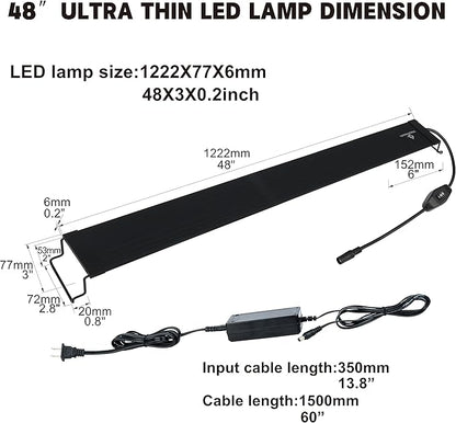 WaterRebirth Wireless Remote Full Spectrum Aquarium LED Light Strip - Ultra-Thin Design with Timer & RGB Modes for Fish Tank Plants (48-54INCH)