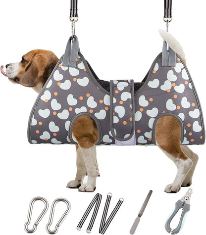 Dog Grooming Hammock Harness for Medium Dogs Nail Trimming, Dog Sling for Cutting Nails, Dog Hanging Holder Hanger for Clipping Nails with Nail Clippers, Nail File