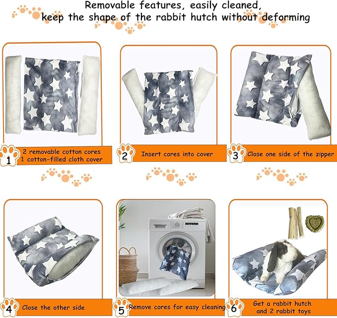 16.5 X 18in Removable and Washable Soft Rabbit Bed, Thickened and Softer Bunny Bed, Double-Sided Plush Rabbit Beds,Rabbits Concave Bed,Small Beds for Animals Indoor,Gray