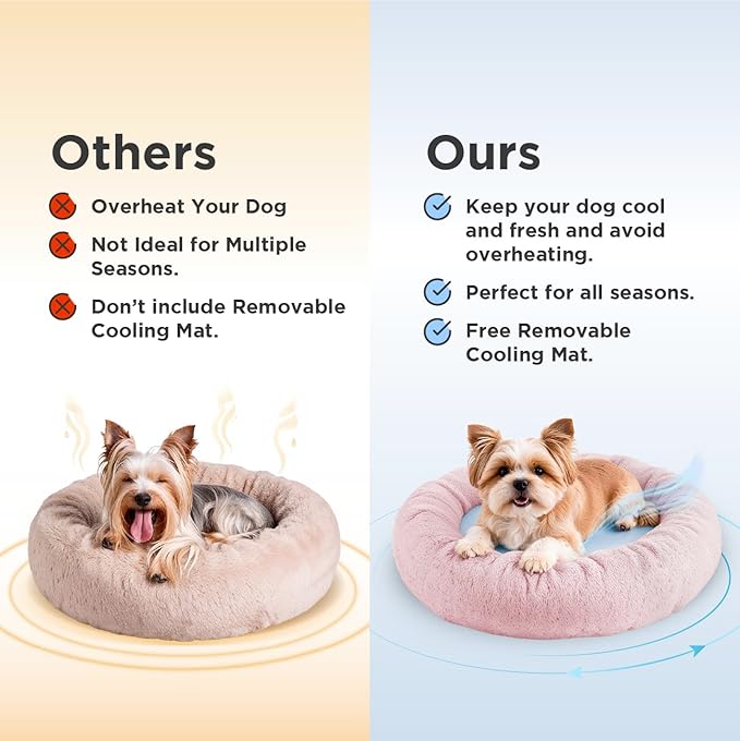 Small Donut Dog Bed, Calming Dog Bed Washable Ideal for Small to Large Dogs and Cats & Round Dog Bed,Anti-Anxiety Multiple Sizes (Pink, Combo X-Small (21" L x 21" W x 7" Th))