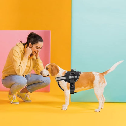 Dogline Unimax Service Dog Vest and Free Service Dog ID Badge with ADA Law, Medium, Black