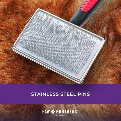 Ryan's Pet Supplies Paw Brothers Flat Slicker Brush for Dogs, Dog Brush for Short Haired Dogs, Professional Grade, Coated Tips, Gentle on Skin, Maximum Coverage, Medium, 3.5 in x 1.625 in