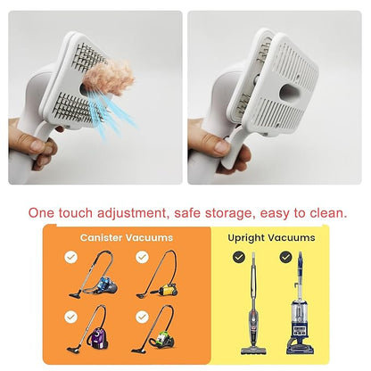 Dog Cat Brush for Shedding and Grooming,Self Cleaning Slicker Brush,Massage the skin,Easy to Clean Comb for Long or Short Haired Pets,Also use with Vacuum,Compatible with Vac 32&35mm