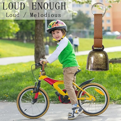 4 PCS Loud Bear Bells with Leather Button Strap Dog Collar Bell Pet Bells Tracker Noise Maker Anti-theft Bell Strap and Pet Anti- Lost Silver Pendant ID Tags for Pet Pendant Accessories Decorative