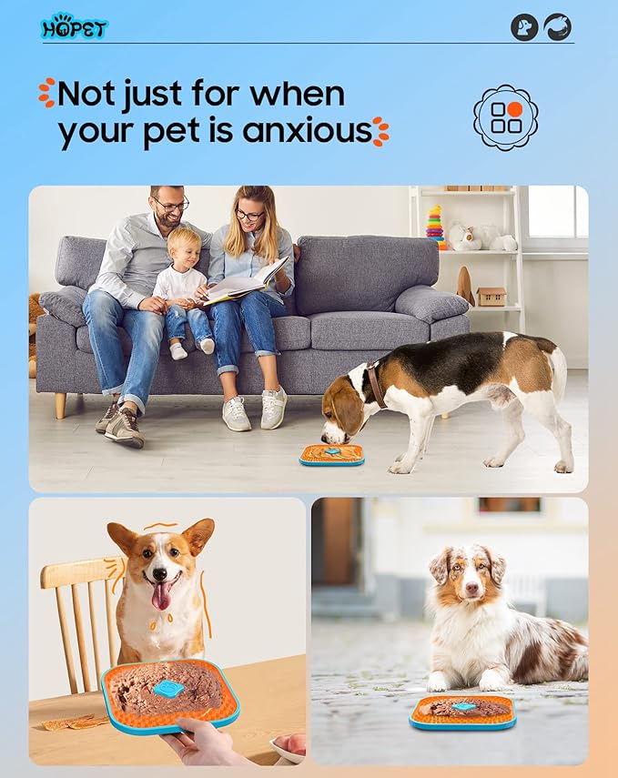 HOPET Licking Mat for Dogs, Dog Crate Lick Mats Slow Feeder,Dog Cage Training Tools Pet Licking Mat Slow Feeder for Peanut Butter Dog Kennel Therapy Dog Lick Pads for Boredom Anxiety (2pcs)