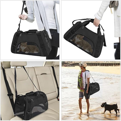 Cat Carrier Airline Approved Pet Carrier,Soft-Sided Pet Travel Carrier for Cats Dogs Puppy Comfort Portable Foldable Pet Bag,Airline Approved