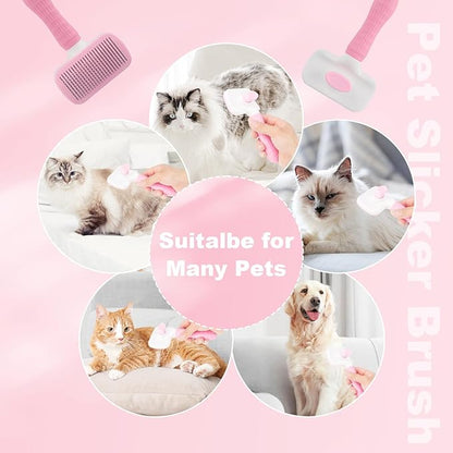 Dogs & Cats Brush for Shedding, Skin Friendly Pet Grooming Brush, Self Cleaning Slicker Brush for Long or Short Haired Cats and Dogs, Deshedding Dog Brush for Remove Loose Fur and Undercoat