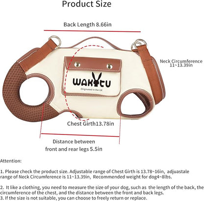 Dog Lift Harness Dog Carrier VES Harness Adjustable Leash with Small Puppy Treat Bag,Fits Most Cars,S，4-8 LBS