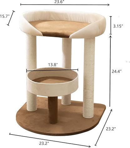 SHENGOCASE Modern Cat Tree Tower with Extra Large Platform Perch Bed for Maine Coon and Big Couch Sofa for Multiple Cats