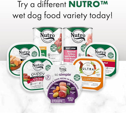 Nutro So Simple Meal Complement Wet Dog Food Chicken and Chicken & Duck Recipes in Bone Broth 8-Count Variety Pack, 2 oz. Tubs