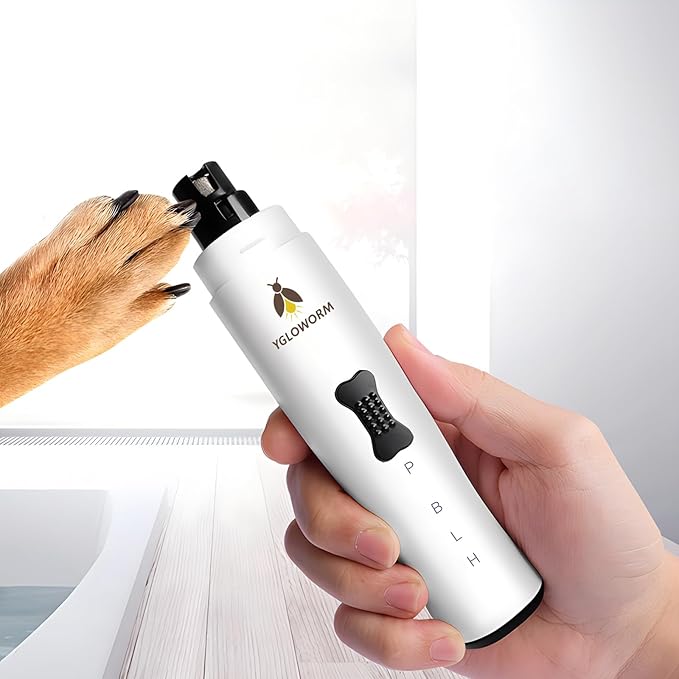 Dog Nail Grinder Quiet Nail Trimmer Electric Rechargeable pet Nail Grinder cat Nail Grinder with 5 led Shadow Free Light 2 Speed for Small Medium Large Dogs and Cats Last for 4 Hours