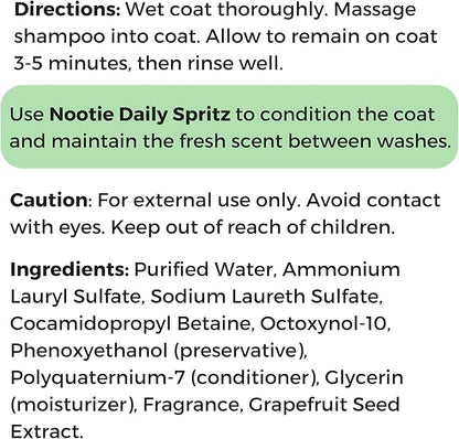 Nootie - Pet Shampoo for Sensitive Skin - Revitalizes Dry Skin & Coat - Natural Ingredients - Gentle Dog Shampoo - Cleans & Conditions