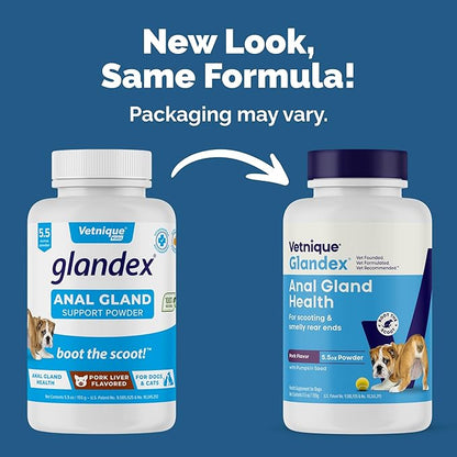 Vetnique Glandex Dog Fiber Supplement Powder for Anal Glands with Pumpkin, Digestive Enzymes & Probiotics - Vet Recommended (Regular or Advanced Strength) - Boot The Scoot (5.5 oz, Pork Liver)