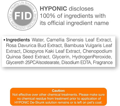 HYPONIC Hypoallergenic Premium De-Skunk Mist 8.01 oz for All Pets - Safe, Non-Toxic Skunk Odor Remover
