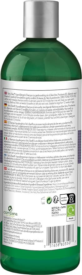 Vet's Best Hypo-Allergenic Shampoo for Dogs | Dog Shampoo for Sensitive Skin | Relieves Discomfort from Dry, Itchy Skin | Cleans, Moisturizes, and Conditions Skin and Coat , 16 oz