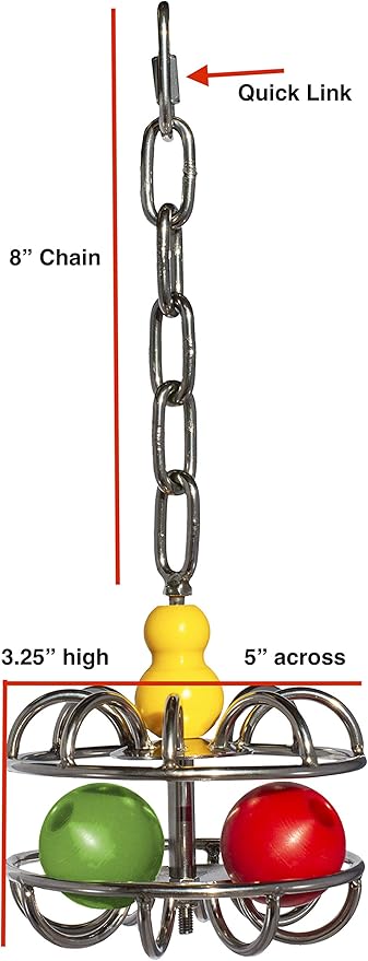 Impossi-Ball Foraging Bird Toy | Treat Dispenser | Promotes Natural Foraging Behavior | Bird Cage Accessories for Medium to Extra Large Birds | Colorful Toys for Parrots, Cockatiel, Parakeets, Macaws