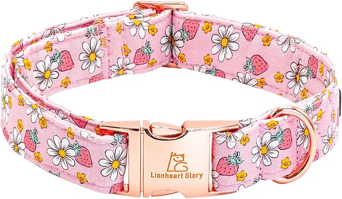 Lionheart glory Dog Collar Pink Dogs Collar Spring Summer Cute Collars Dog Female Soft Durable Adjustable Dog Collars for Large Dogs Pet Gift