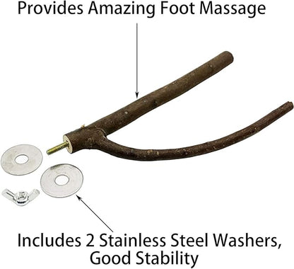 EBaokuup Bird Parrot Perch Set - 10PCS Natural Wood Parakeet Stand, Fork, Rod, Paw Grinding Stick for Budgies, Cockatiels, Conure, Lovebirds