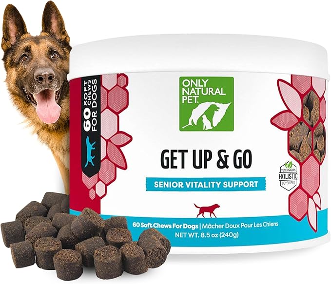 Only Natural Pet Get Up & Go Herbal Joint Support Supplement for Dogs - Holistically Formulated with Corydalis & Turmeric Hip & Joint Daily Vitamin for Senior Dog - Bacon Flavor - 60 Soft Chews