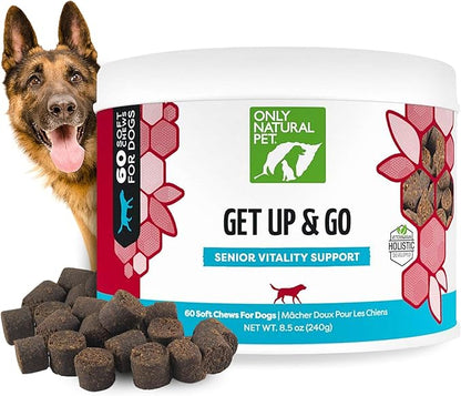 Only Natural Pet Get Up & Go Herbal Joint Support Supplement for Dogs - Holistically Formulated with Corydalis & Turmeric Hip & Joint Daily Vitamin for Senior Dog - Bacon Flavor - 60 Soft Chews
