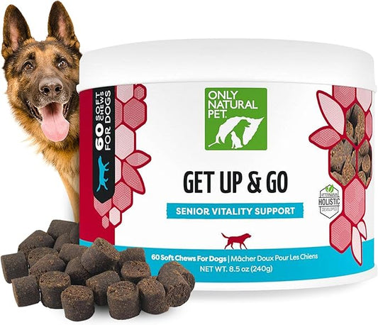 Only Natural Pet Get Up & Go Herbal Joint Support Supplement for Dogs - Holistically Formulated with Corydalis & Turmeric Hip & Joint Daily Vitamin for Senior Dog - Bacon Flavor - 60 Soft Chews