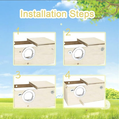 Tfwadmx Parakeet Nesting Box Transparent Bird Nest Box Wood Bird House for Cage Budgie Breeding Boxes for Parrotlets, Lovebirds and Other Small Sized Birds 9.8" x 4.8" x 4.9"